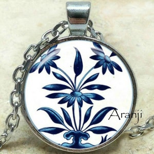 Blue and white porcelain art pendant, blue china necklace, blue china jewelry, porcelain art necklace, Pendant #PA168P