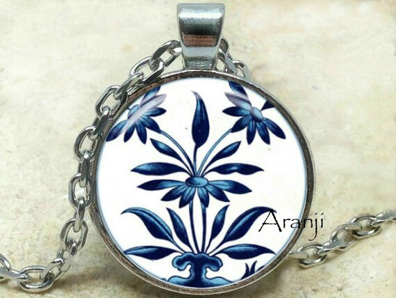 Buy Blue and White Porcelain Art Pendant, Blue China Necklace