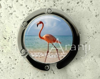 Flamingo purse hanger, tabletop purse hanger, purse hanger, purse hook, flamingo purse hook, beach purse hanger, beach purse hook, AN122PH