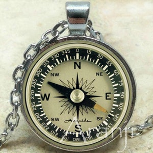 Compass dial art pendant, compass art pendant, compass necklace, compass jewelry, photo compass necklace, vintage compass, Pendant #HG105P