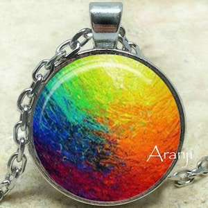 Rainbow art pendant, rainbow necklace, abstract rainbow pendant, rainbow, abstract art pendant, abstract art, Pendant #PA150P