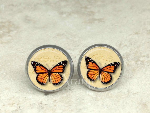 Monarch Butterfly Earrings Monarch Butterfly Post Earrings