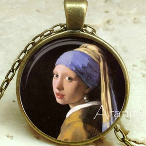 Vermeer Girl with a Pearl Earring pendant, Vermeer pendant, Vermeer necklace, Girl with a Pearl Earring Pendant #AR114BR