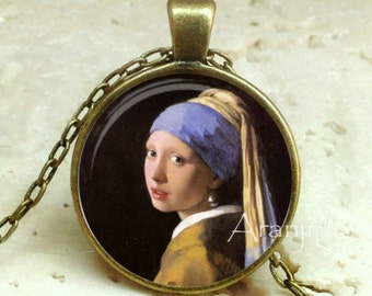 Vermeer Girl with a Pearl Earring pendant, Vermeer pendant, Vermeer necklace, Girl with a Pearl Earring Pendant #AR114BR
