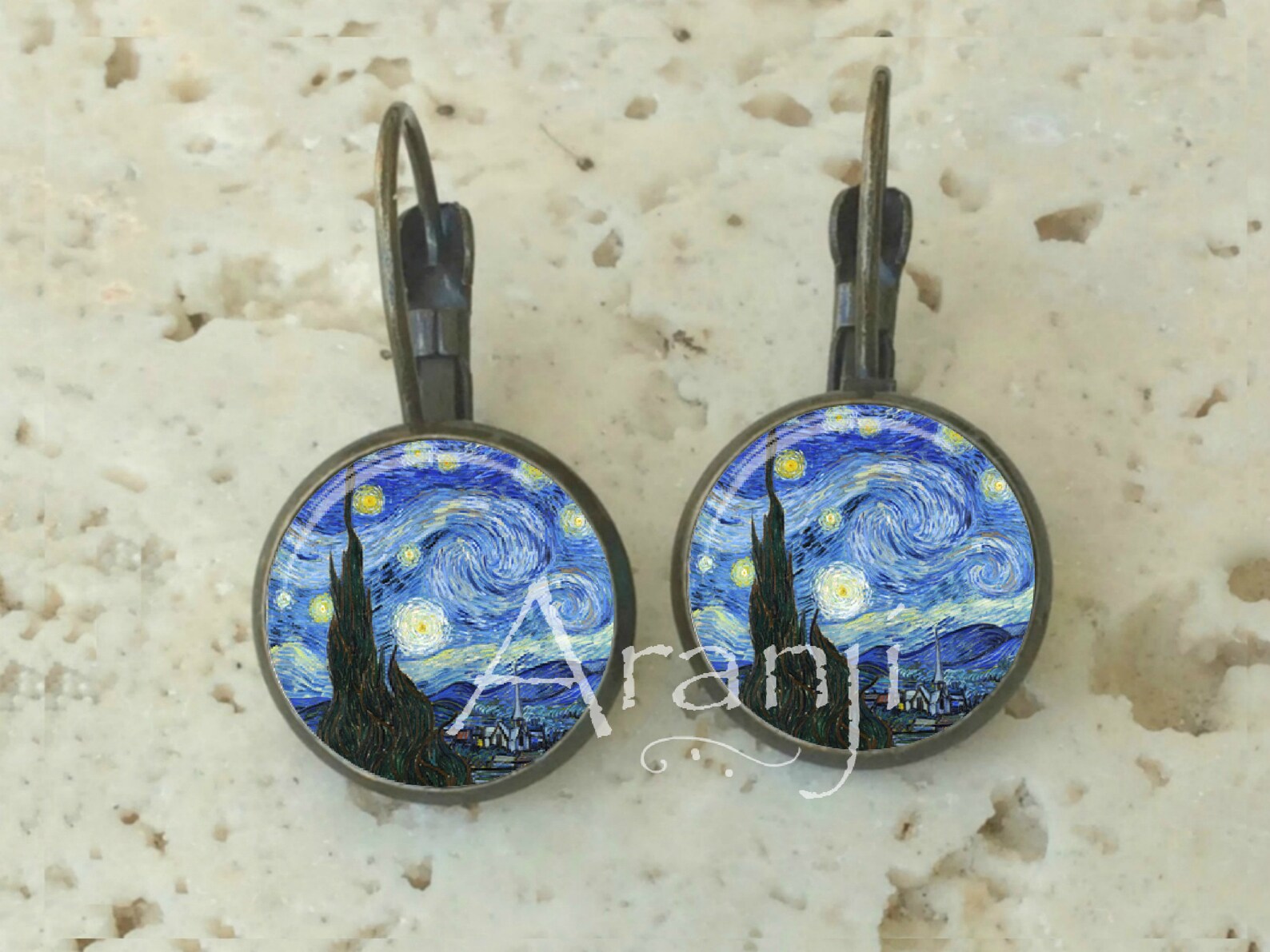 Van Gogh Starry Night Earrings Starry Night Earrings Van Etsy