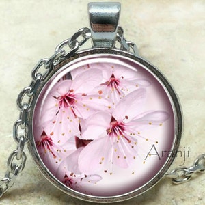 Pink cherry blossom pendant, sakura pendant, pink cherry blossom necklace, pink sakura pendant, sakura, Pendant PL145P image 1