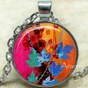 Flower art pendant, flower necklace, colorful flower pendant, rainbow flower art necklace, bright rainbow flower necklace, Pendant #PL160P