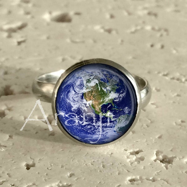 Planet Earth art ring, planet Earth, Earth jewelry, Earth Day jewelry, planet ring, Earth ring, space jewelry, Ring #SP149R