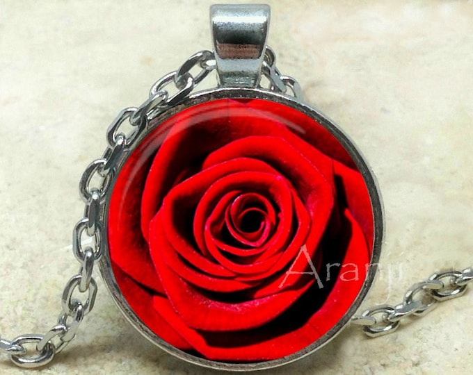 Red Rose Necklace Red Rose Pendant Rose Necklace Red Rose - Etsy