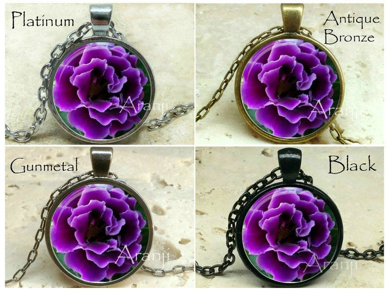 Purple ruffle flower art pendant purple ruffle flower necklace Pendant #PL152P purple floral pendant purple flower pendant