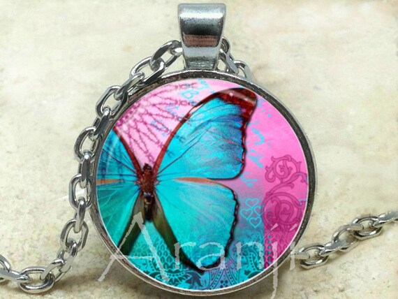 Iridescent Butterfly Pendant Necklace main image 1