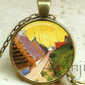 Vincent Van Gogh - Street in Saintes-Marie art pendant, Van Gogh necklace, Van Gogh jewelry, art necklace, art jewelry, Pendant #AR141P