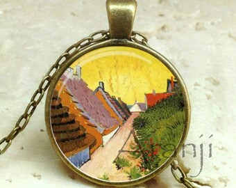 Vincent Van Gogh - Street in Saintes-Marie art pendant, Van Gogh necklace, Van Gogh jewelry, art necklace, art jewelry, Pendant #AR141P