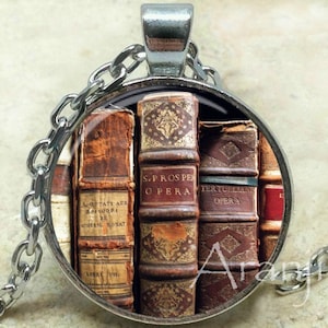 Book pendant, book necklace, book jewelry, bookshelf necklace, bookshelf pendant, gift for bookworm Pendant#HG242P