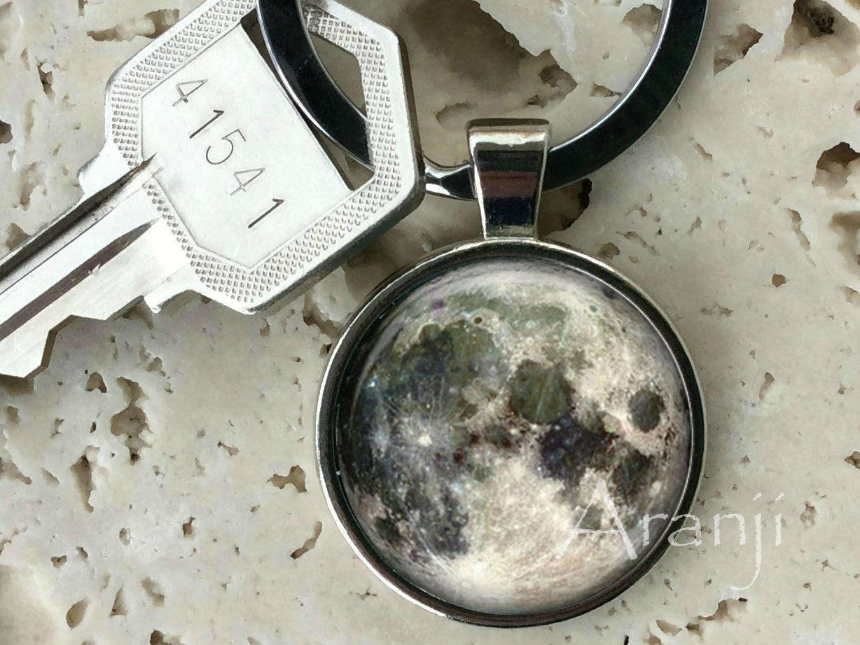 Full moon keychain key chain key ring key fob moon Etsy