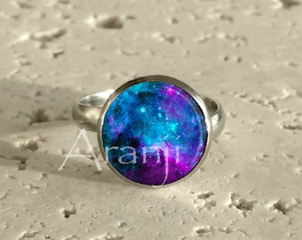 Purple nebula art ring, galaxy ring, nebula jewelry, galaxy, galaxy jewelry, nebula ring, space jewelry, Ring #SP181R