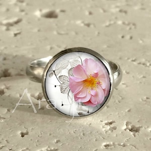 Pink cherry blossom ring, cherry blossom adjustable ring, pink ring, flower jewelry, cherry blossom ring, pink blossom ring, Ring#PL124R
