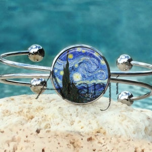 Vincent Van Gogh&#39;s The Starry Night bracelet, fine art bracelet, Starry Night bracelet, Starry Night jewelry, Van Gogh jewelry AR145B
