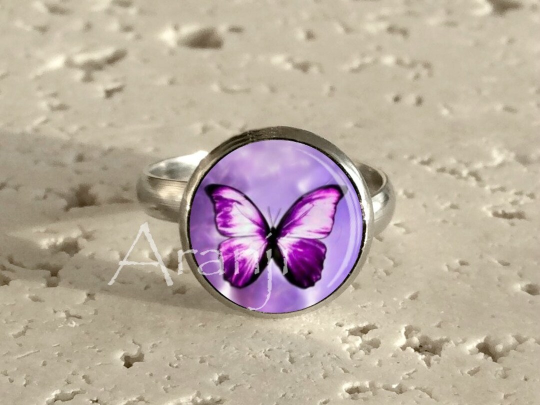 Purple Butterfly Ring, Butterfly Art Ring, Art Ring, Purple Butterfly Jewelry, Butterfly Ring