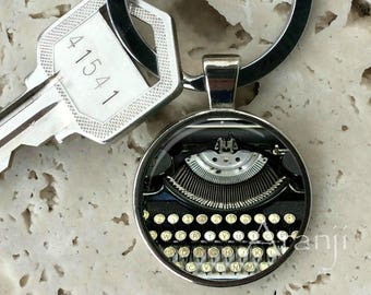 Typewriter keychain, key chain, key ring, key fob, typewriter key chain, typewriter, writer keychain, gift for writer keychain #HG138K