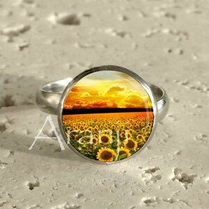 Sunflowers, sunflower ring, sunflower, sunflower jewelry, sunflower photo ring, sunflowers jewelry, Ring #SP155R