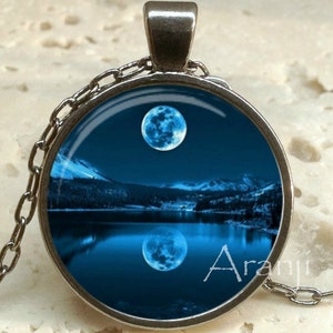 Moonlight reflections art pendant, full moon pendant, moon pendant, moon necklace, full moon necklace, moon jewelry, moon, Pendant #SP137P