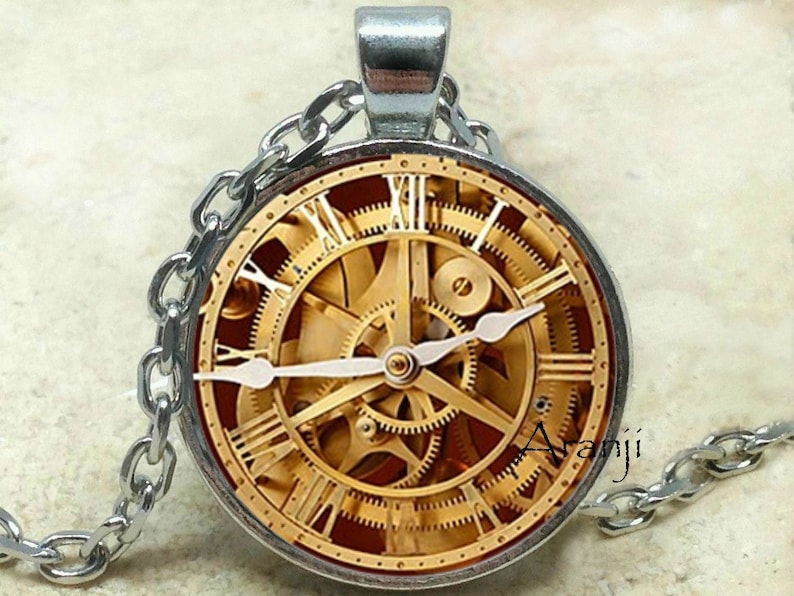 Vintage Clock Art Pendant Clock Necklace Clock Jewelry Etsy