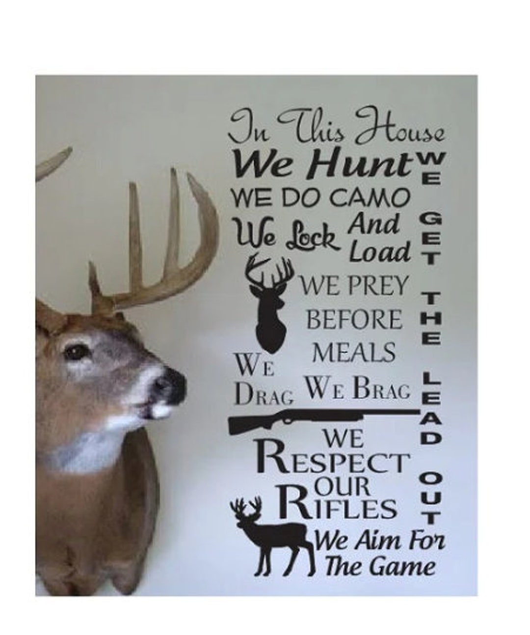 Deer Hunting Wall Decal Sticker - Hunt Fish Outdoors - Man Cave ...