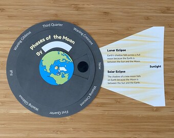Moon Phases Wheel: Color Printable with Eclipse Fold-Out