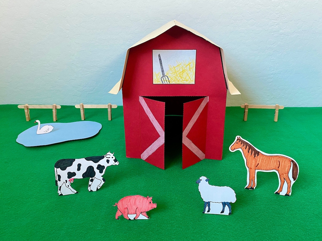 Barn &amp; Animals Printable Papercraft - Etsy