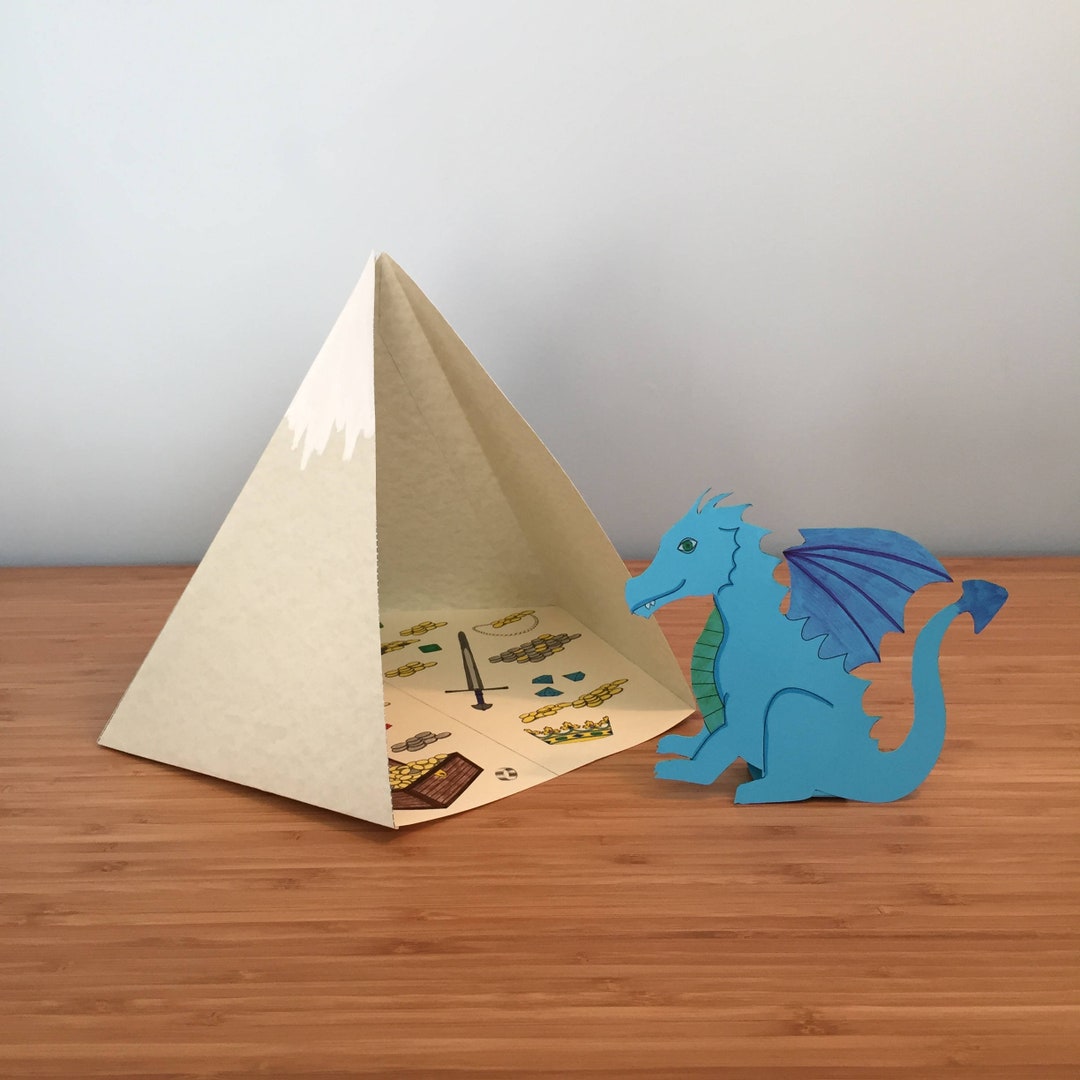 Dragon &amp; Mountain Cave Printable Papercraft - Etsy