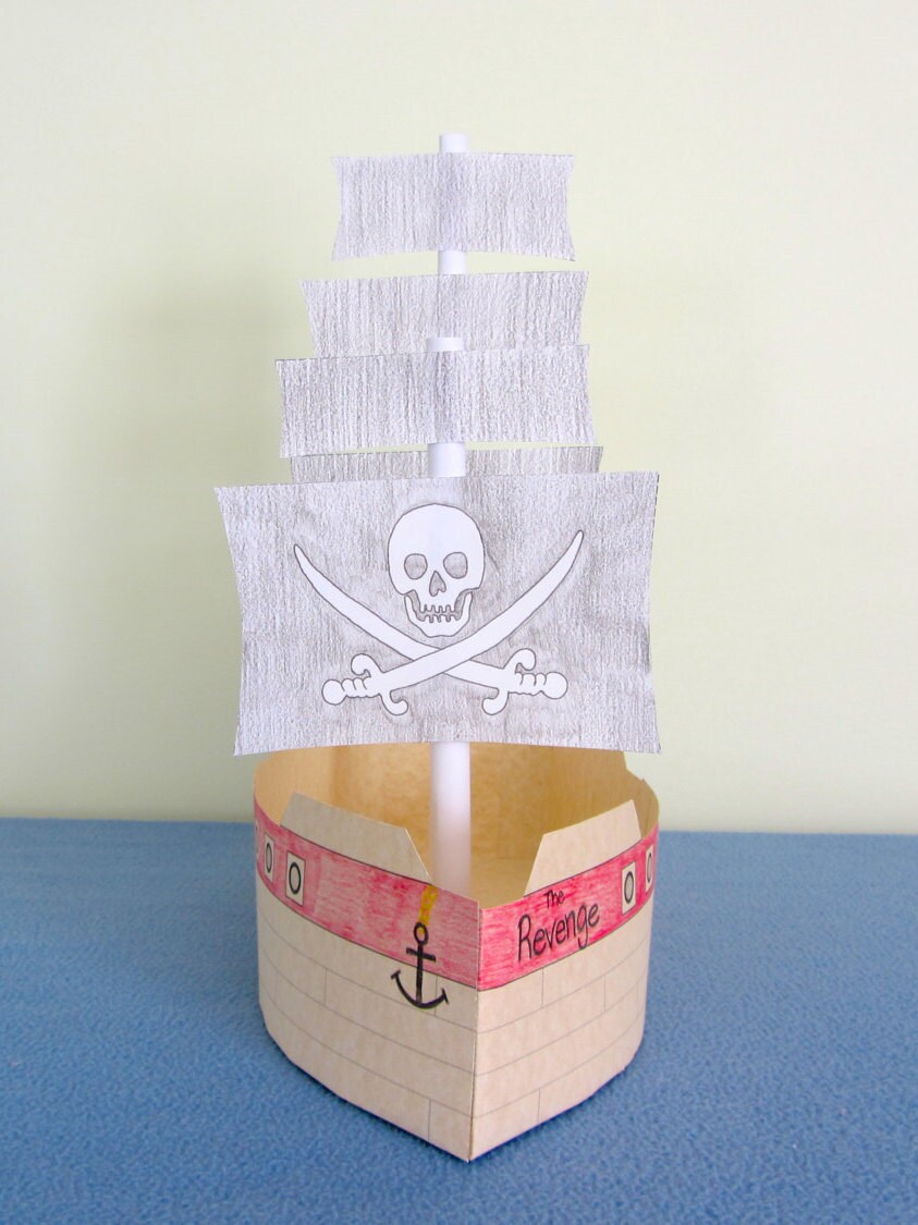 Pirate Ship Printable Papercraft Etsy