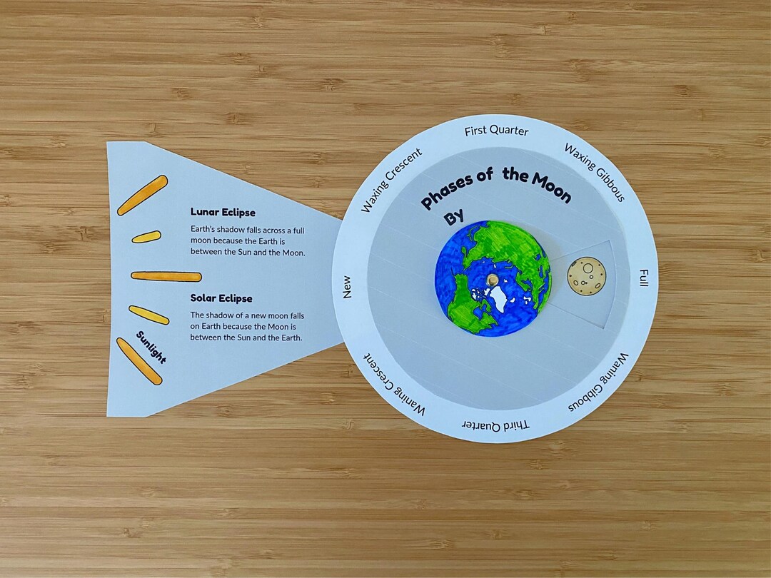 Moon Phases Wheel: Black & White Printable With Eclipse Fold-out - Etsy