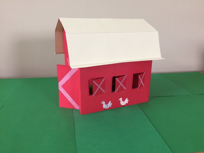 3D Paper Barn Craft Instant Download Etsy