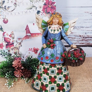 Jim Shore Heartwood Creek Garden Angel with Basket of Flowers Figurine 2002 6 Inches