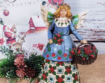 Jim Shore Heartwood Creek Garden Angel with Basket of Flowers Figurine 2002 6 Inches
