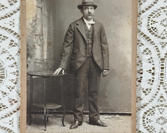 Identified Victorian Man Halvor Larson • Gothic Western Cabinet Card • Frontier Minnesota Portrait