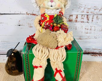 House of Lloyd Flossie Bunny 15 inch Porcelain Rope Doll Country Christmas Boxed