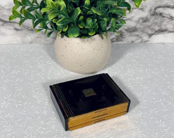 Vintage Elizabeth Arden Art Deco Black and Gold Compact / Mini Makeup Kit With Hidden Compartment