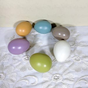 Vintage Set of Six Large Wooden Pastel Easter Springtime Eggs for Decor or Crafting
