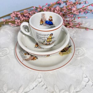 Vintage Iroquois China Child&#39;s 3-Piece Dish Set - Nursery Rhymes - John Hughes