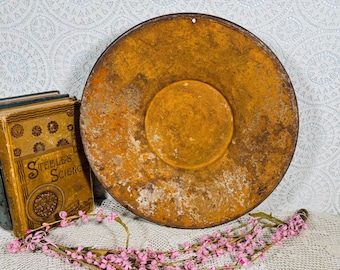 Vintage Rusty Steel Miner’s Pan • 12” Frontier Gold Panning Rustic Wall Decor