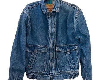 Vintage Levi's Denim Bomber Trucker Jacke Flanell gefüttert Medium 1980er 90er Jahre WPL 423