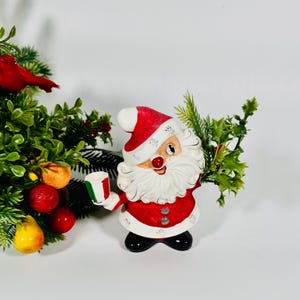 Rare Holt Howard Flocked Santa Candle Holder Japan Label Vintage Christmas Kitsch