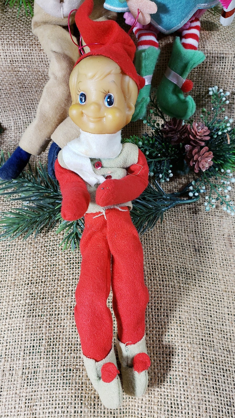 Lot of 3 Vintage Knee Huggers Christmas Elves Pixies Japan Shelf Sitter Ornaments image 3