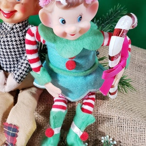 Lot of 3 Vintage Knee Huggers Christmas Elves Pixies Japan Shelf Sitter Ornaments image 9