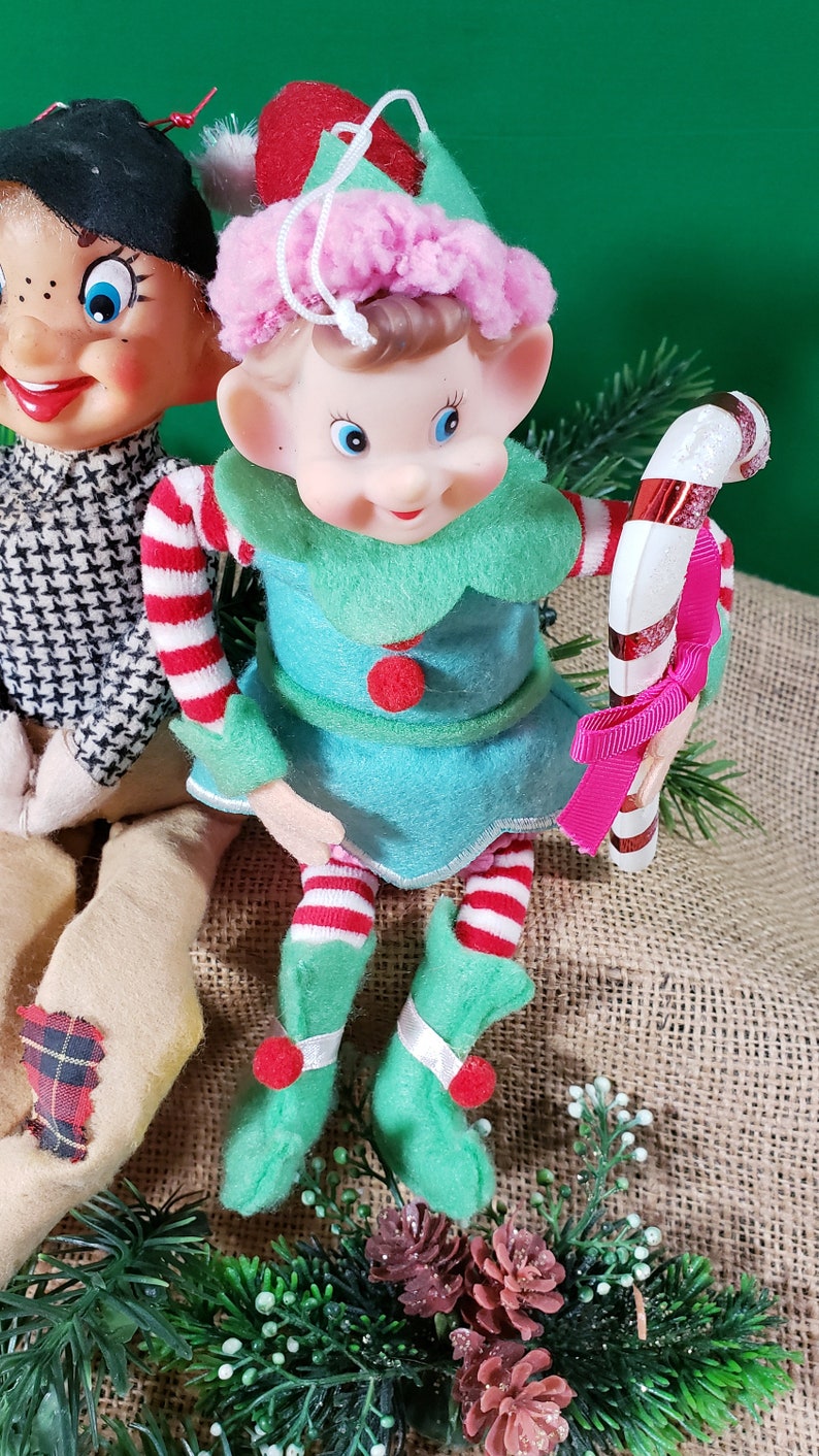 Lot of 3 Vintage Knee Huggers Christmas Elves Pixies Japan Shelf Sitter Ornaments image 9