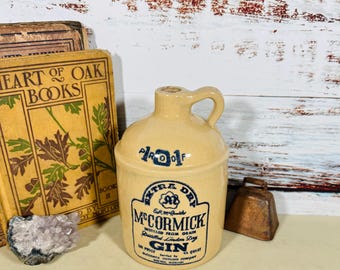 Vintage McCormick Gin Crock Steinzeug Krug 101 Proof Brennerei Flasche Western Rustikales Dekor