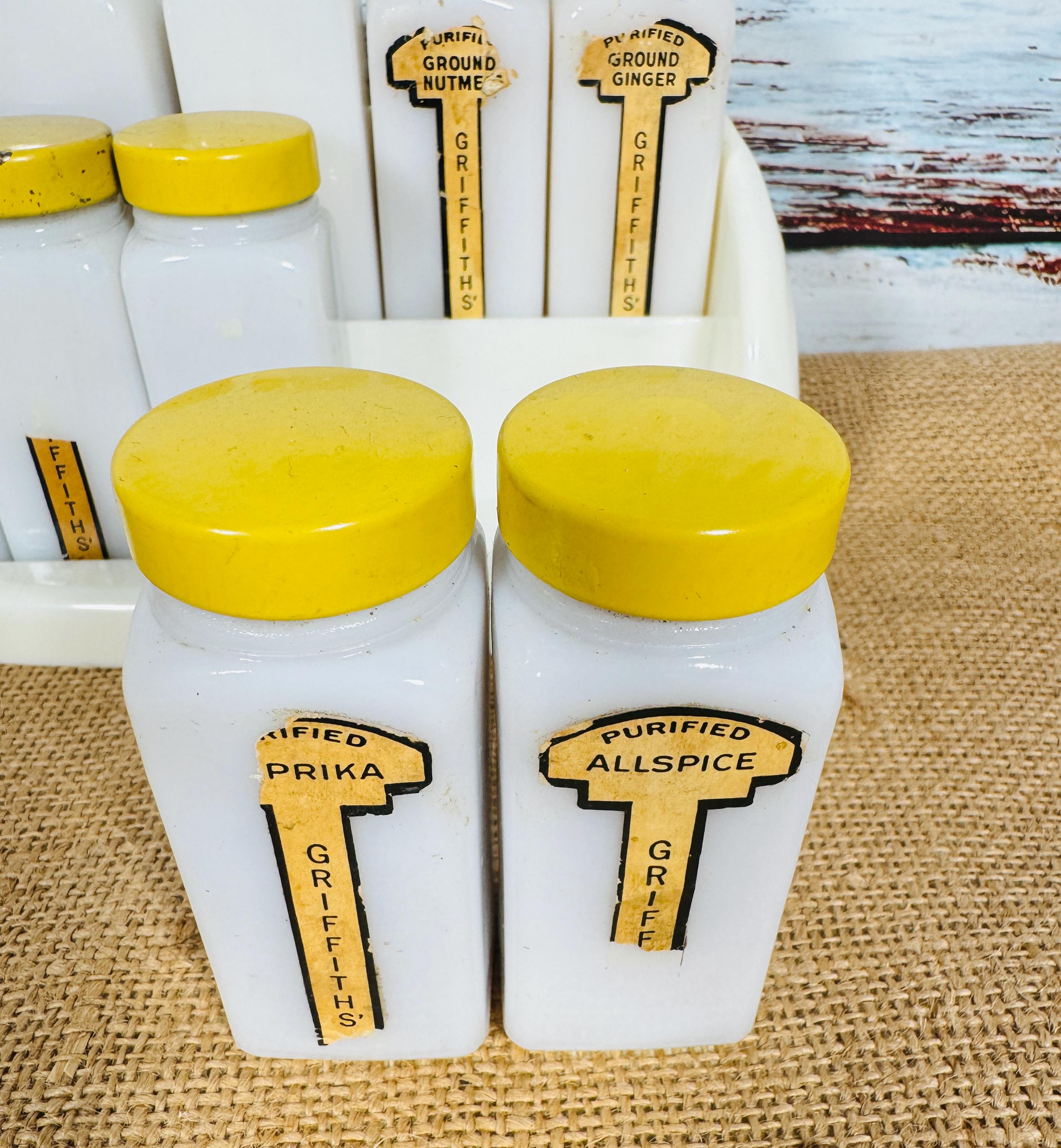 Griffith's Purified Spice Jar Set – Yellow Lids – Vintage Milk