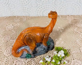 1987 Small World Brontosaurus Bank Taiwan dinosaur Coin Bank Vintage Novelty Decor